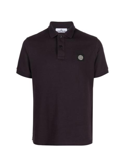 Compass-motif short-sleeved polo shirt