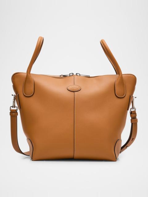 Zip Calf Leather Bucket Shoulder Bag