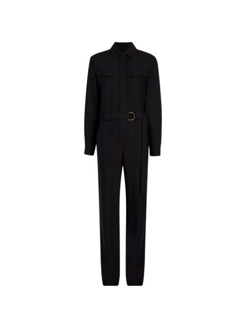 Another Tomorrow high-neck belted-waist jumpsuit