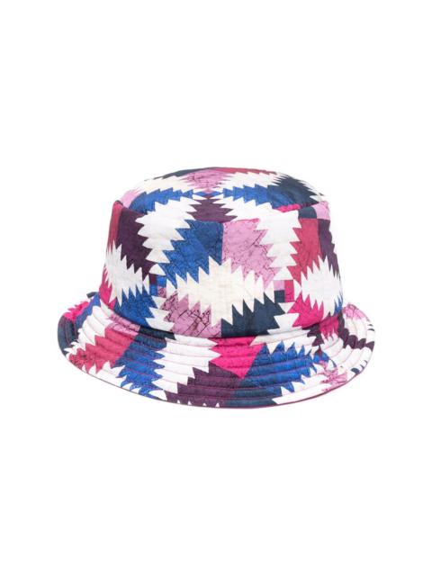 colour block-print bucket hat