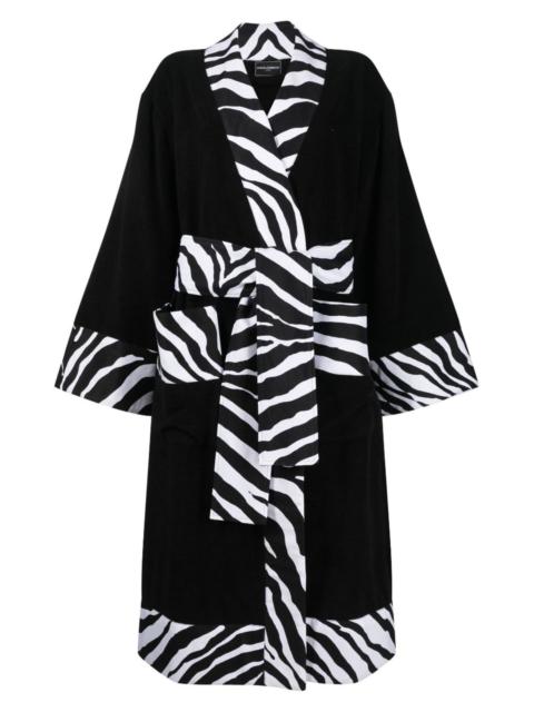leopard print-trim bathrobe
