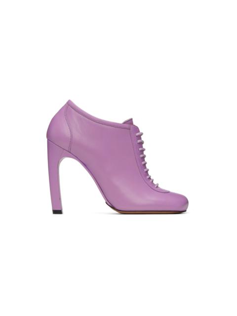 Purple Lace-Up Low Ankle Heels