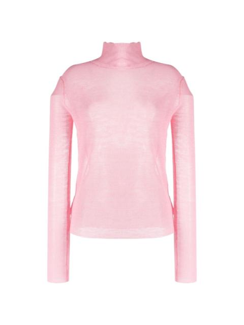 Jil Sander semi-sheer logo-patch jumper