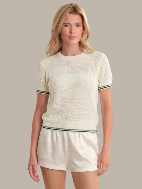 525 america Nessa: Dog Intarsia Cotton Pointelle Sweater