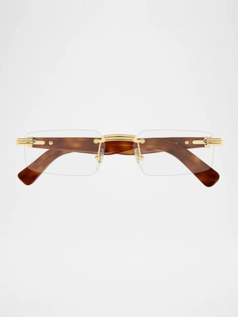 Cartier Men's CT0537O Premiere de Cartier Metal Rectangular Optical Glasses