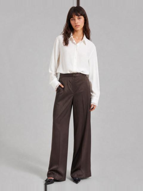 The Kooples WIDE-LEG BROWN SATIN PANTS