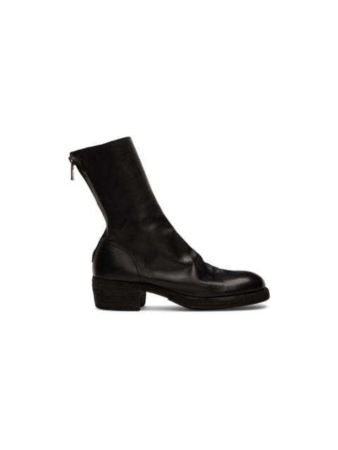 Guidi Black Leather Heeled Boots