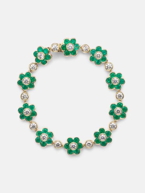 ANITA KO Flora 18kt yellow gold bracelet with emeralds and diamonds