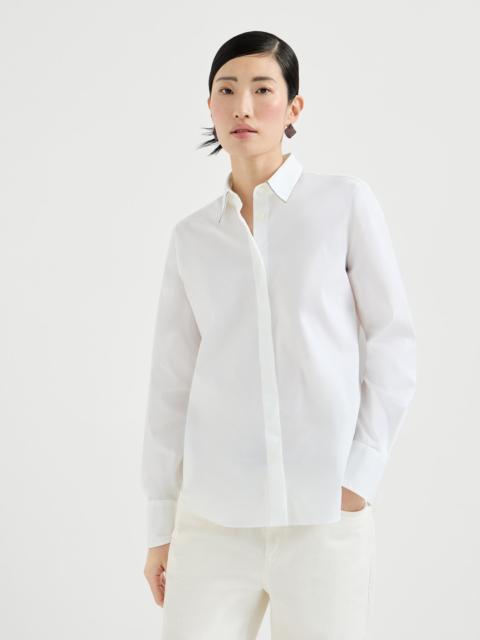 Brunello Cucinelli Stretch cotton poplin shirt with shiny collar