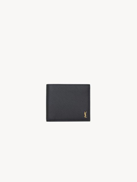SAINT LAURENT TINY CASSANDRE EAST/WEST WALLET WITH COIN PURSE IN GRAINED LEATHER