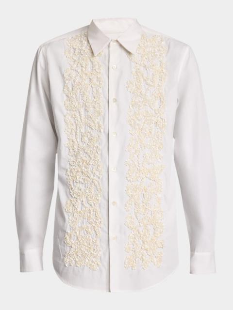 Dries Van Noten Men's Curles Cotton Embellished-Front Dress Shirt