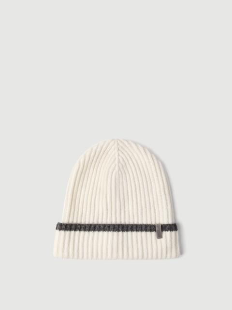 Brunello Cucinelli Cashmere 영어 리브 니트 beanie 와 monili