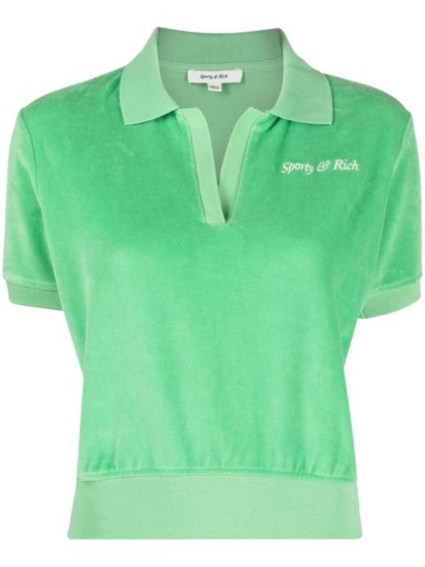 Sporty & Rich towelling-finish logo-embroidered polo shirt