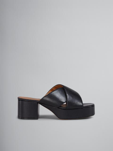 Marni BLACK VEGETABLE-TANNED LEATHER SANDAL