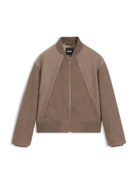 BOSS BOMBER JACKET IN MIXED FABRICS