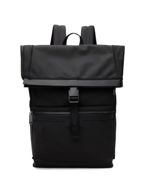 BOSS Black Canvas Flap Backpack