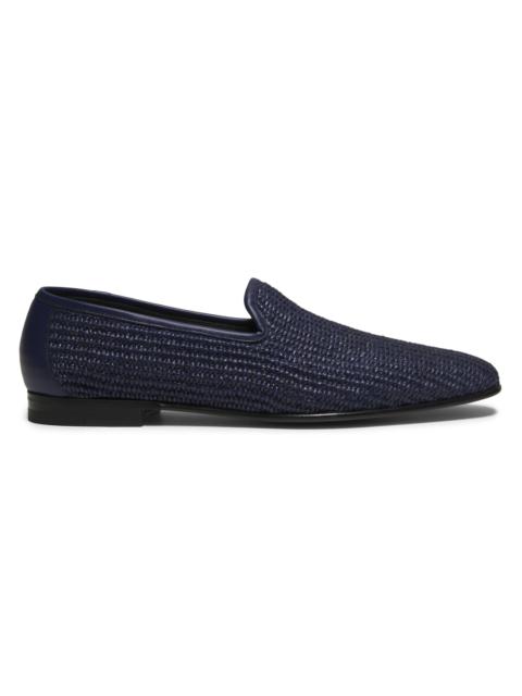 Manolo Blahnik Men's Mario Woven Loafers - Navy