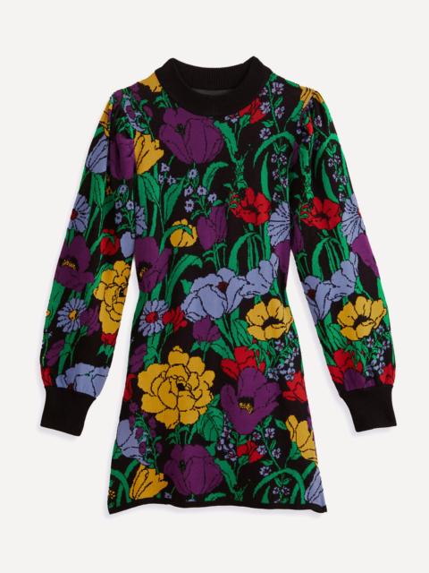 FARM RIO Black Bucolic Garden Sweater Dress