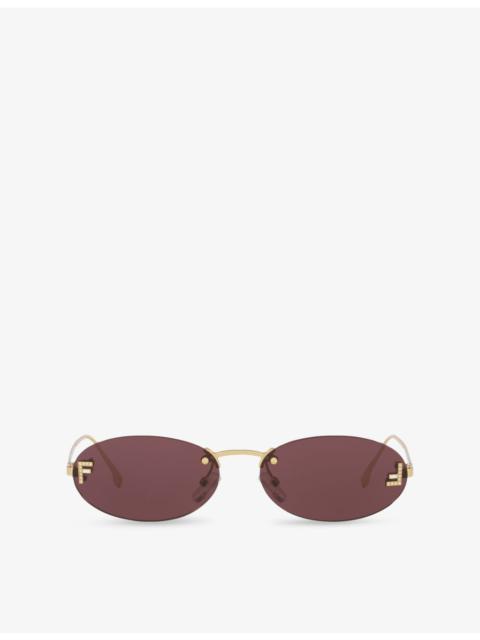 FENDI FE4075US Oval-Frame Metal Sunglasses