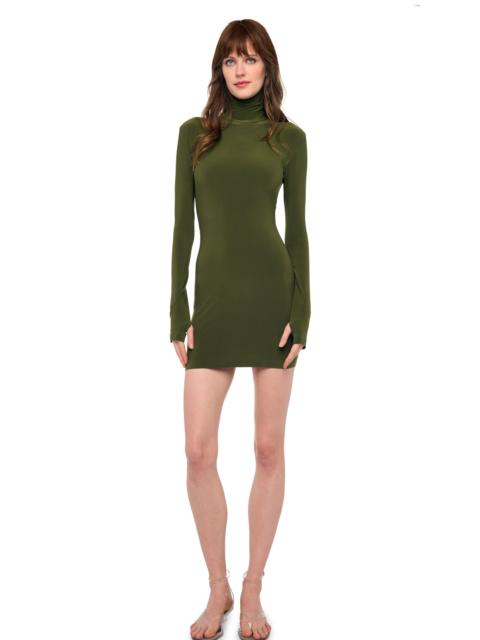 NORMA KAMALI LONG SLEEVE TURTLENECK MINI DRESS
