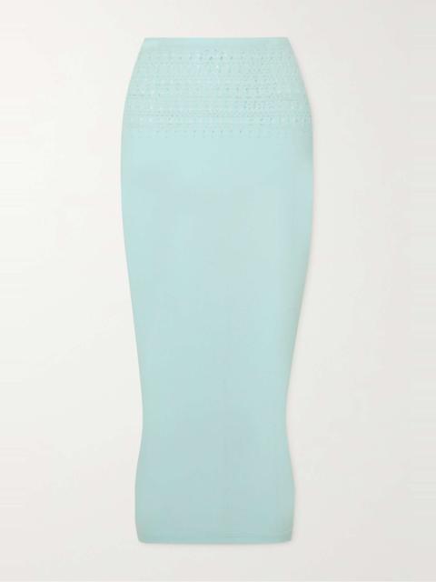 Alaïa Pointelle-knit midi skirt