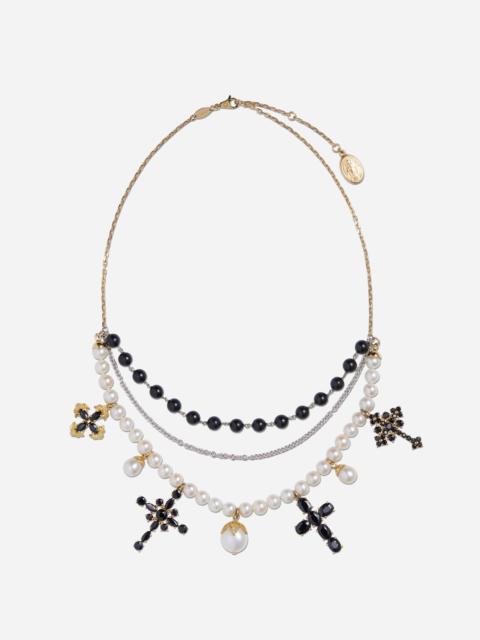 Dolce & Gabbana Family necklace in yellow and white gold black sapphires