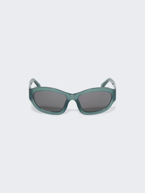 Dries Van Noten Wrap Sunglasses Teal And Silver