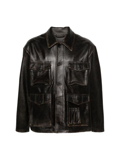 Golden Goose cut-out detail leather jacket