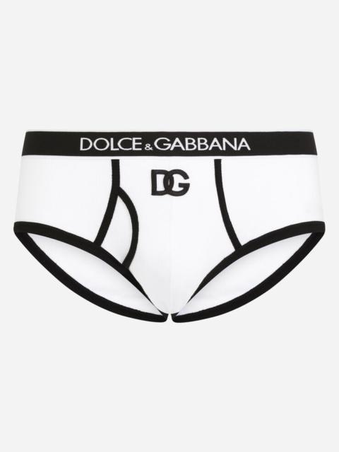 Dolce & Gabbana Fine-rib cotton Brando briefs with DG patch