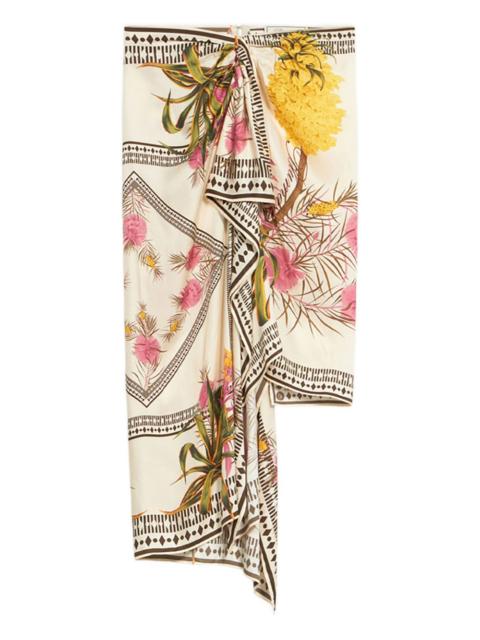 asymmetric floral-print skirt