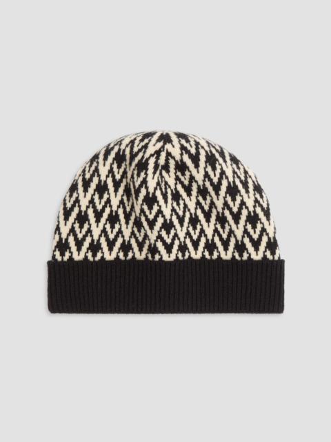 Valentino Men's Toute La V Signature Knitted Wool Beanie - Black Cream
