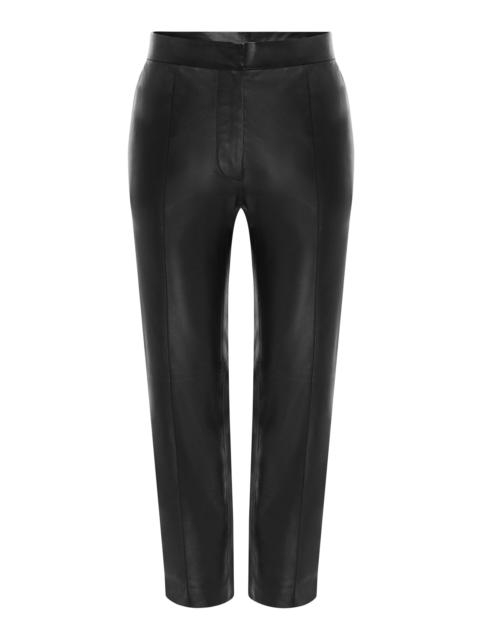 ALEX PERRY Cropped Leather Straight-Leg Pants black
