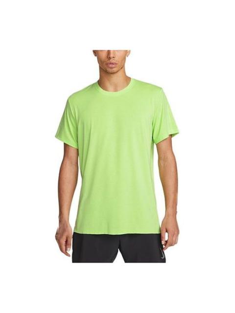 Nike Nike Yoga Dri-FIT Solid Color Back Pattern Printing Round Neck Training Sports Short Sleeve Green DM