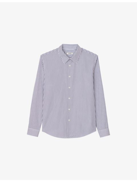 Sandro Striped Long-Sleeved Cotton Shirt