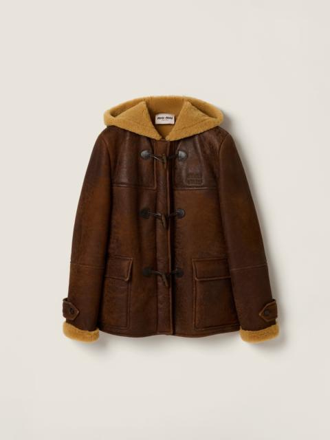Miu Miu Waxed shearling duffle coat