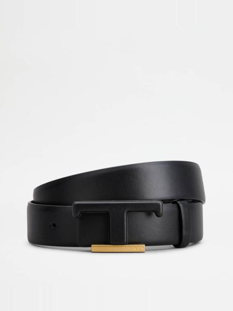 Tod's REVERSIBLE BELT IN LEATHER - BLACK