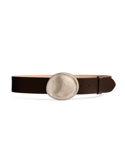 KHAITE Women's Keefe Suede Belt - Dark Brown