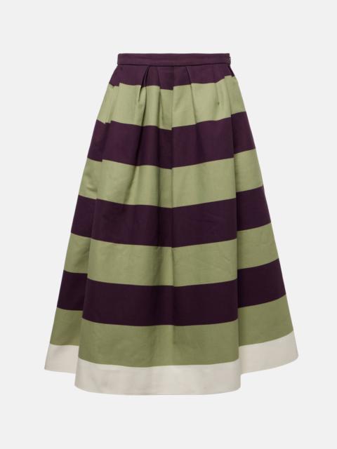 Striped cotton midi skirt