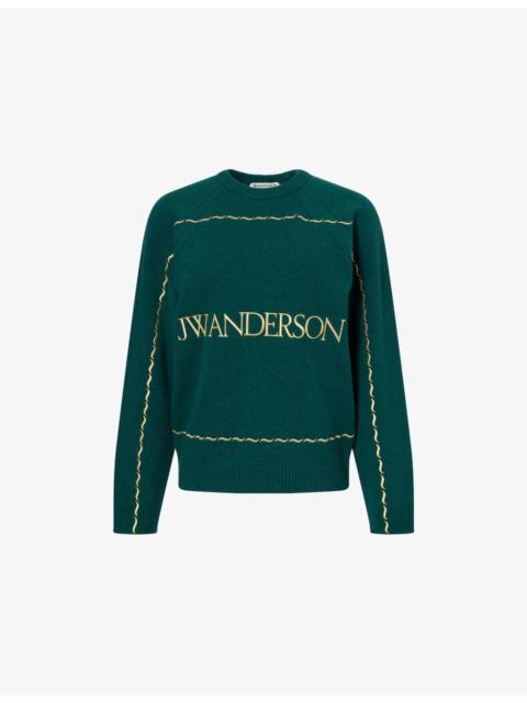 JW Anderson Logo-Embroidered Round-Neck Wool Jumper