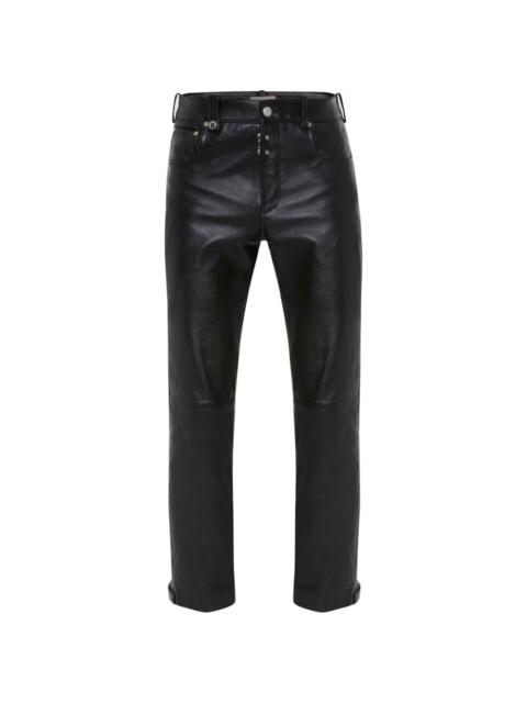 cropped slim-cut leather trousers