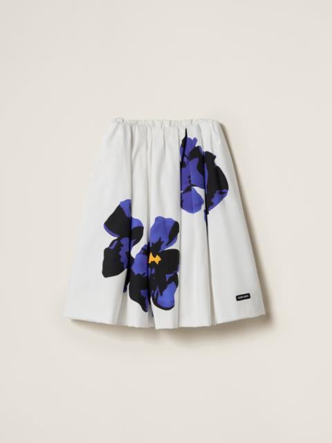 Miu Miu Poplin and jersey printed skirt