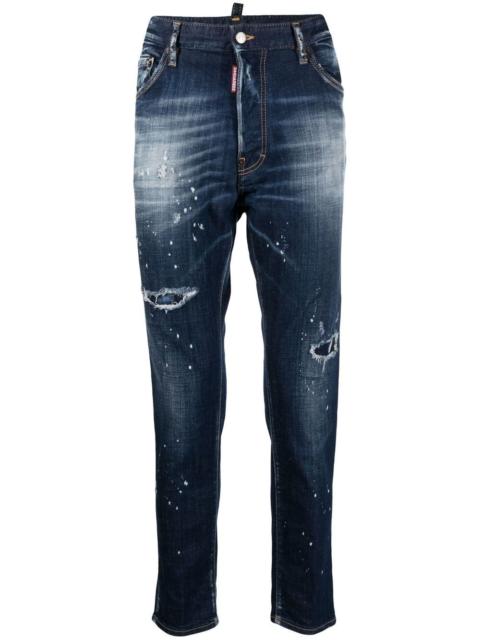 DSQUARED2 paint-splatter ripped skinny jeans