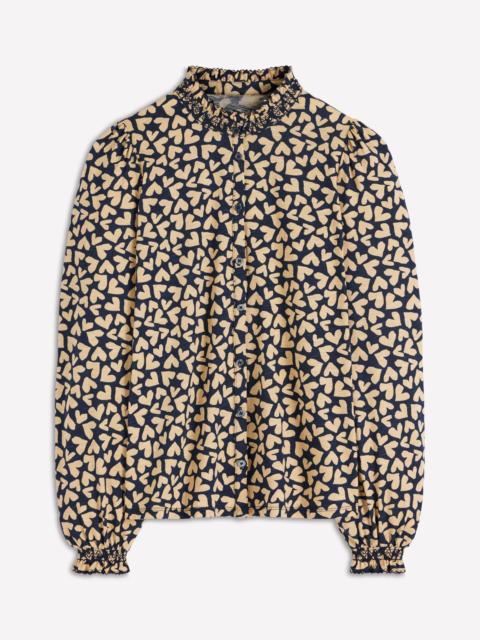 BODEN Effie Smocked Detail Shirt-Heart Scatter