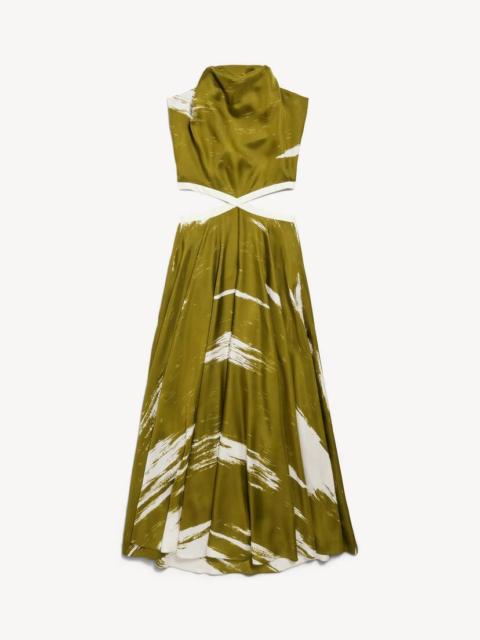 BALENCIAGA Women's Brush Scratch Cut-out Dress in Khaki