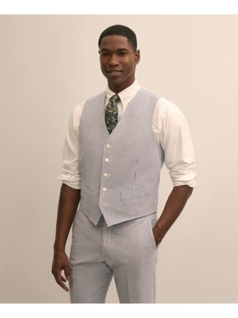 Brooks Brothers Classic Fit Cotton Blend Seersucker Vest