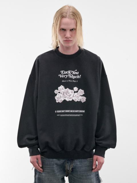 VETEMENTS Black Oversized Distressed Graphic Sweatshirt