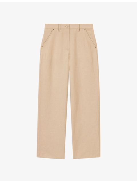 maje Straight-Leg Mid-Rise Linen-Blend Suit Trousers