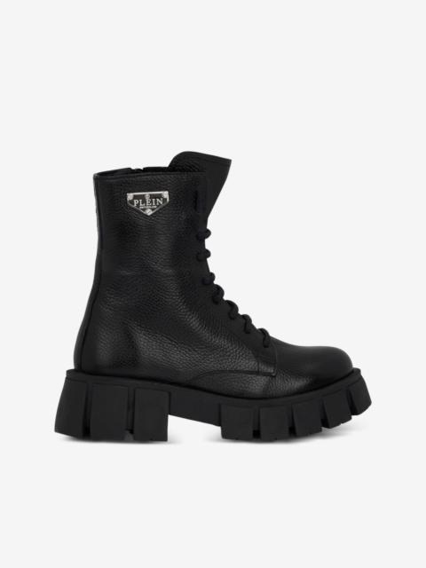 PHILIPP PLEIN logo-plaque combat boots