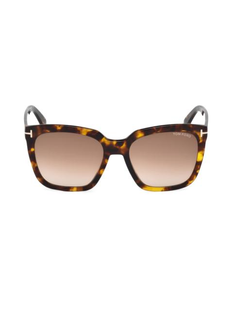 TOM FORD Women's Amarra 55MM Square Sunglasses - Dark Havana Gradient Brown