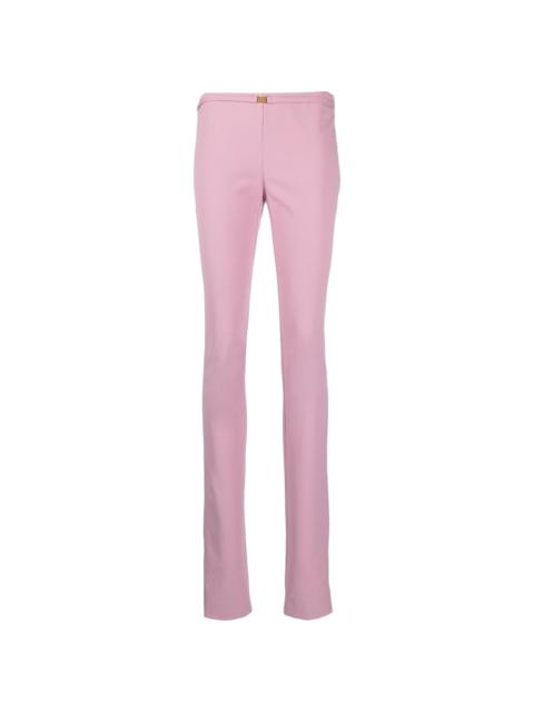 belted slim-cut trousers